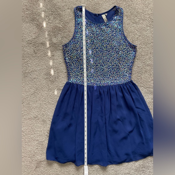 NWT Francesca’s Collection Blue Sleeveless Sequin Mesh Dress Blue size large - Picture 14 of 16
